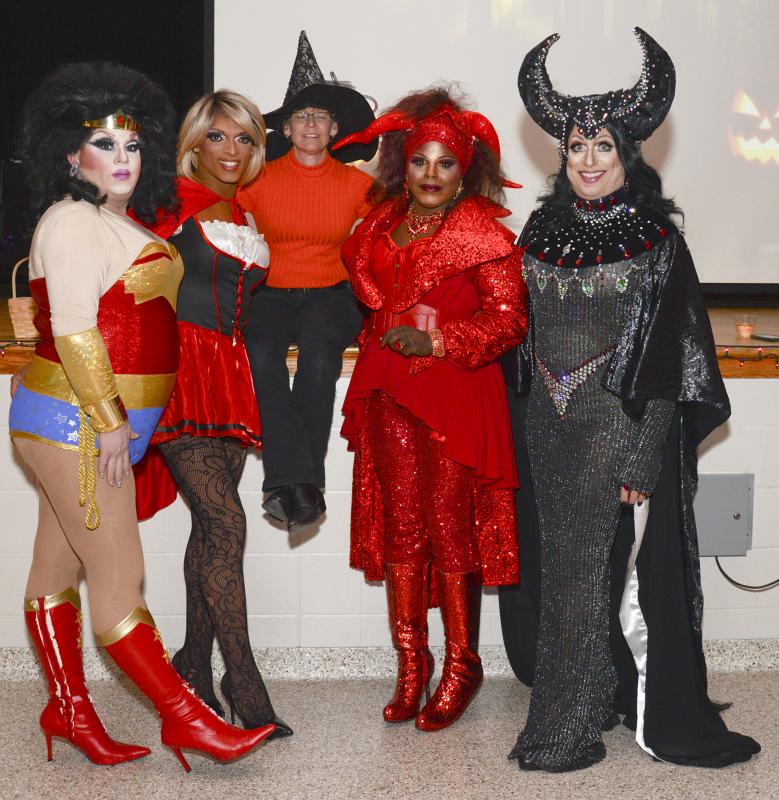 Drag hosts for the event were (l-r) Jessica Lynn, Ivy Blue Austin, DJ Sue P, Jenell Collins and Regina Cox. DENY HOWETH PHOTOS